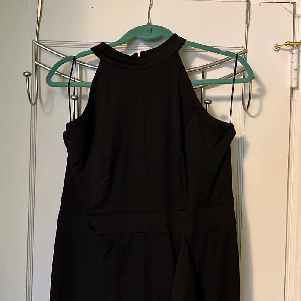 Black long dressy maxi-dress with flutter front
